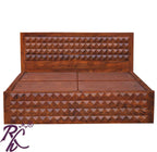 Solid Wood Diamond Design King Size Storage Bed