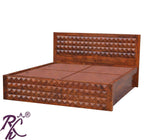 Solid Wood Diamond Design King Size Storage Bed