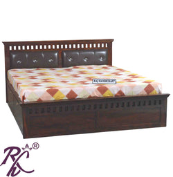 Solid Wood King Size Kubera Design With Head Part Cushion Bed With Side Doors
