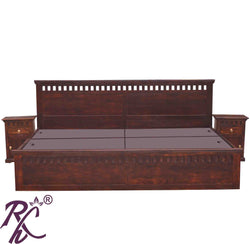 Solid Wood King Size Kubera Design Bed With Side Doors