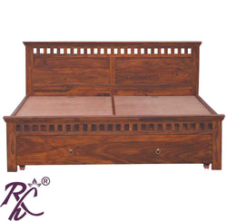 Solid Wood Kubera Design Frount Drawer and both Side Door King Size Bed With Storage With Legs