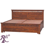 Solid Wood Kubera Design Frount Drawer and both Side Door King Size Bed With Storage With Legs