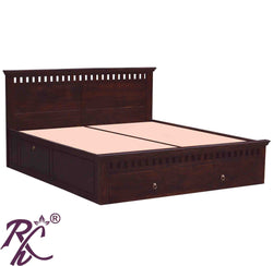 Solid Wood Kubera Design King Size Bed With Front Drawer and Side Door