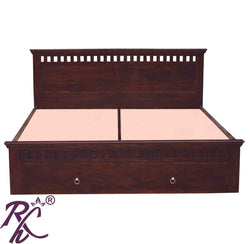 Solid Wood Kubera Design King Size Bed With Front Drawer and Side Door