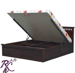 Solid Wood Kubera Design King Size Bed With Hydraulic Storage