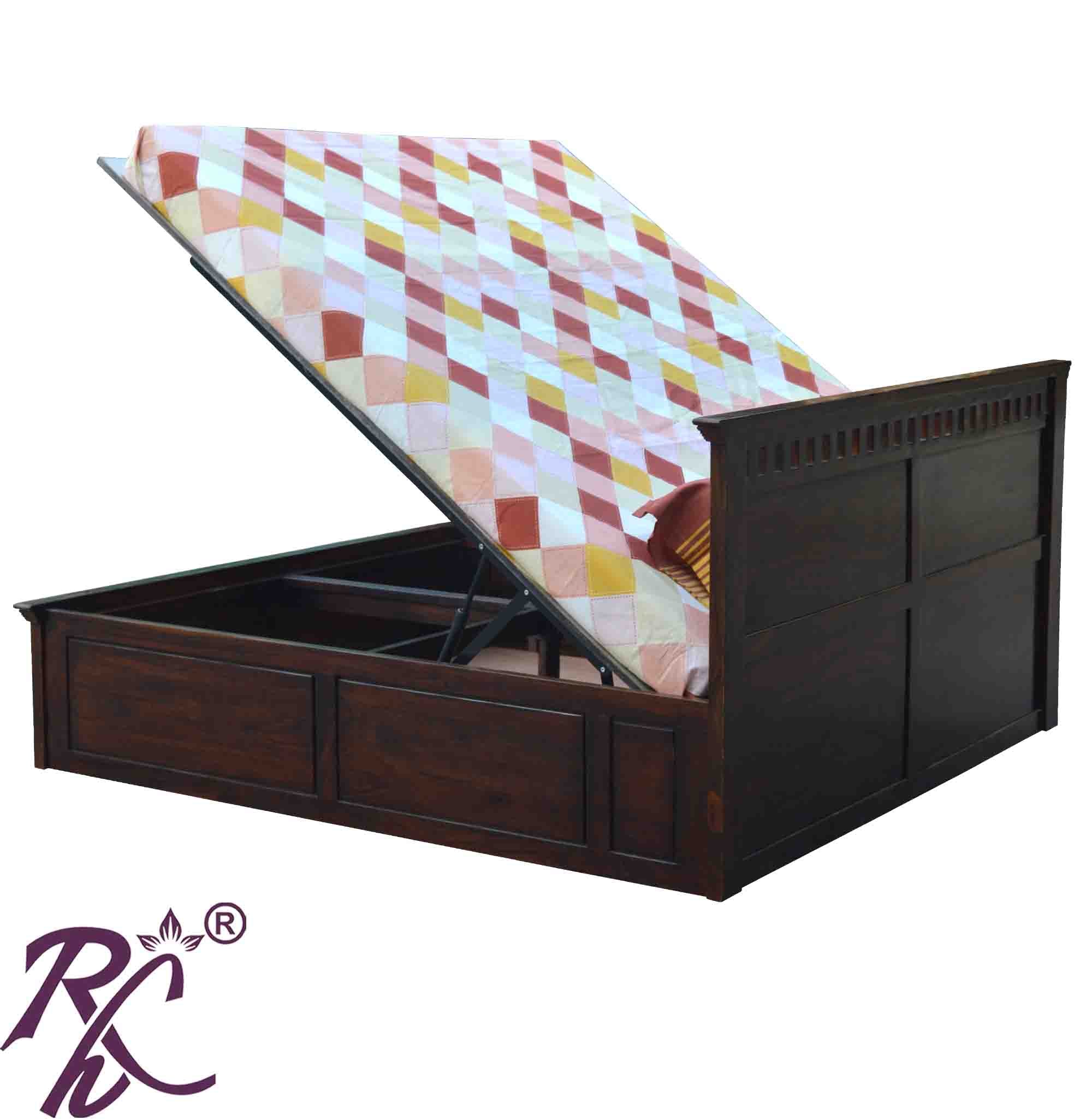 Solid Wood Kubera Design King Size Bed With Hydraulic Storage