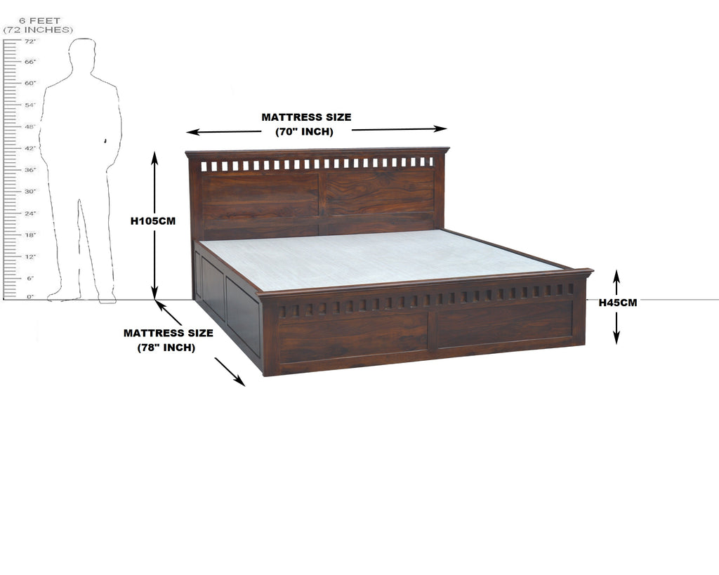 Solid Wood Kubera Design King Size Bed With Hydraulic Storage