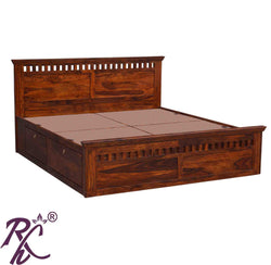 Solid Wood Queen Size Kubera Design Bed With Side Doors
