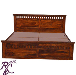 Solid Wood Queen Size Kubera Design Bed With Side Doors