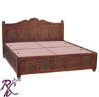 Solid Wood Jiksa Jali  Design King Size With Storage Bed