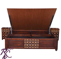 Solid Wood L+T Design King Size Bed With Hydraulic Storage