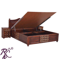 Solid Wood L+T Design King Size Bed With Hydraulic Storage