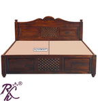 Solid Wood Jiksa Jali Design King Size Bed With Storage