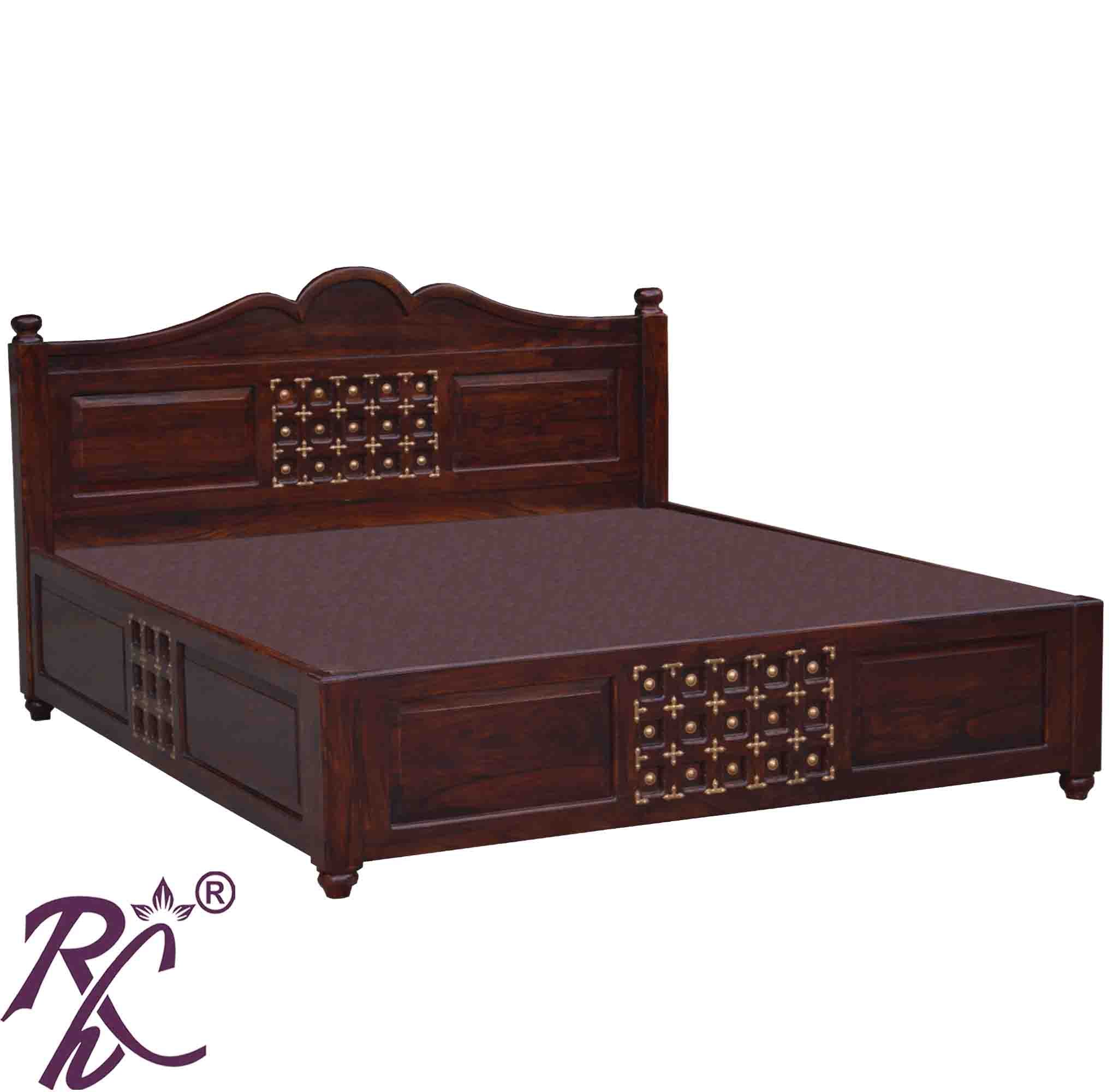 Solid Wood Brass L+T Design King Size With Storage Bed