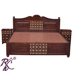Solid Wood Brass L+T Design King Size With Storage Bed