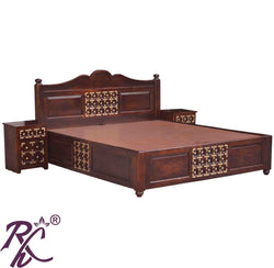 Solid Wood Brass L+T Design King Size With Storage Bed