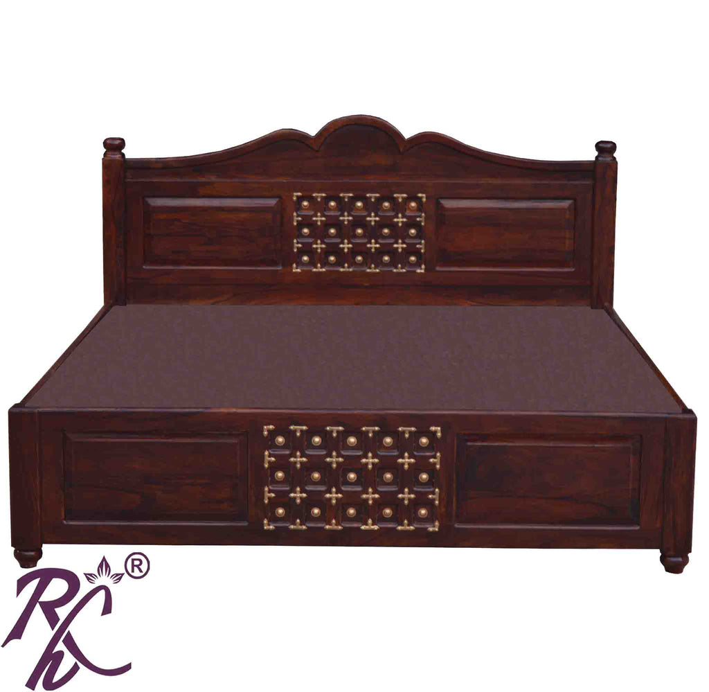 Solid Wood Brass L+T Design King Size With Storage Bed