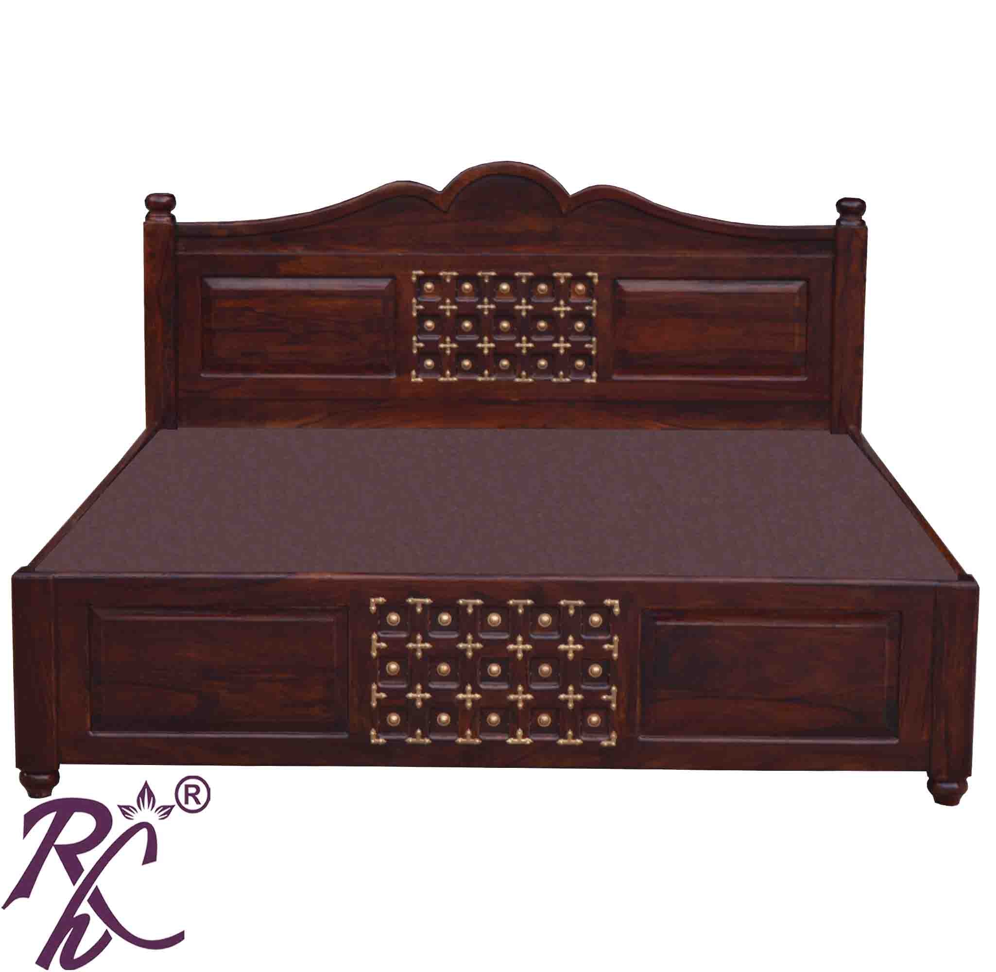 Solid Wood Brass L+T Design King Size With Storage Bed