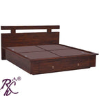 Solid Wood Wooden T Design Front Drawer King Size Bed