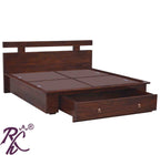 Solid Wood Wooden T Design Front Drawer King Size Bed