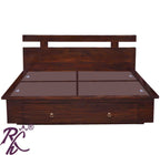 Solid Wood Wooden T Design Front Drawer King Size Bed