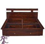 Solid Wood Wooden T Design Front Drawer King Size Bed