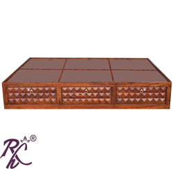 Solid Wooden Diamond Design 6 Door Diwan Bed