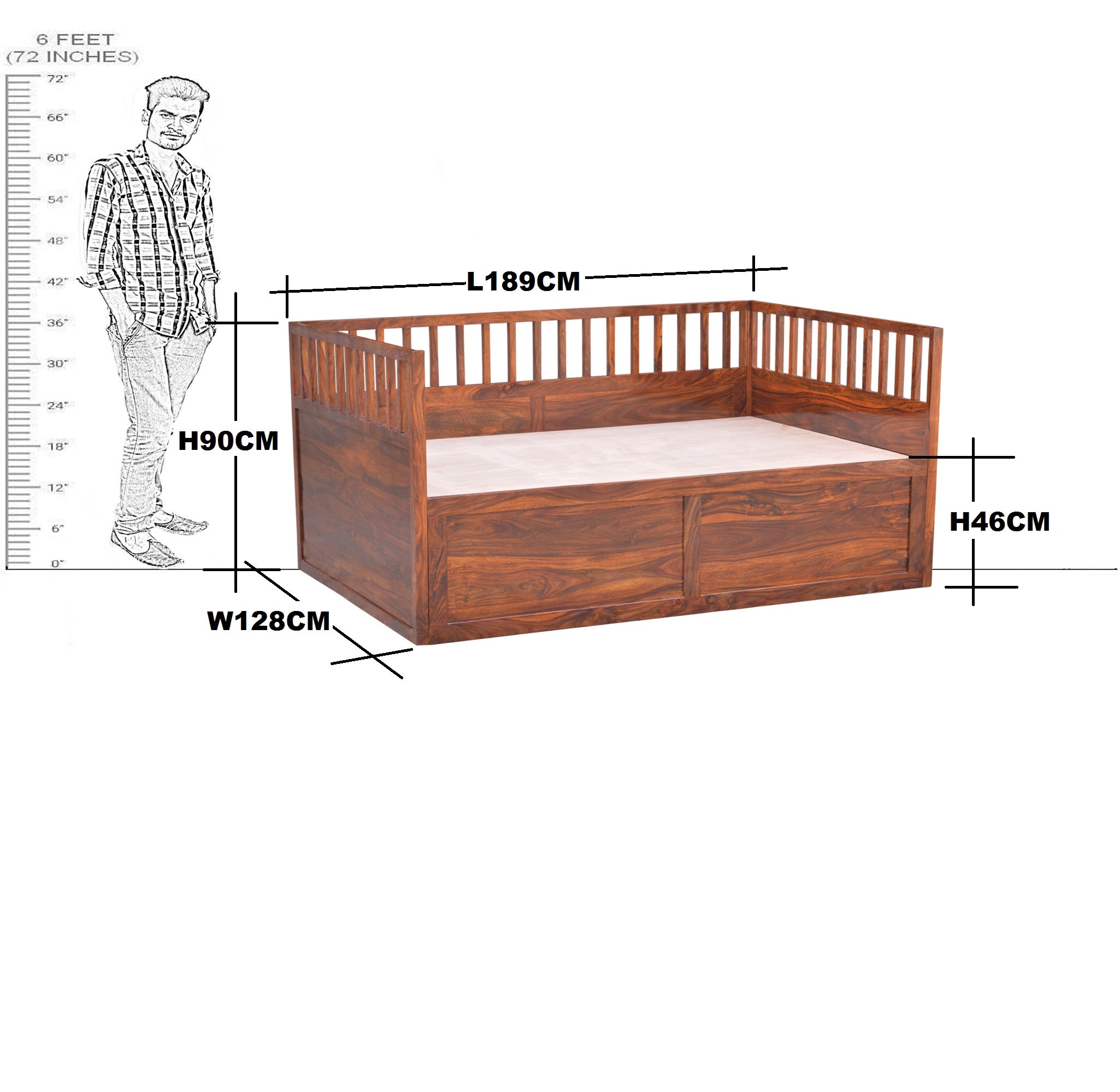 Solid Sheesham Wooden Diwan Bed