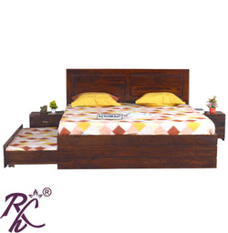 Solid Wood King Size Storage Bed With Baby Bed