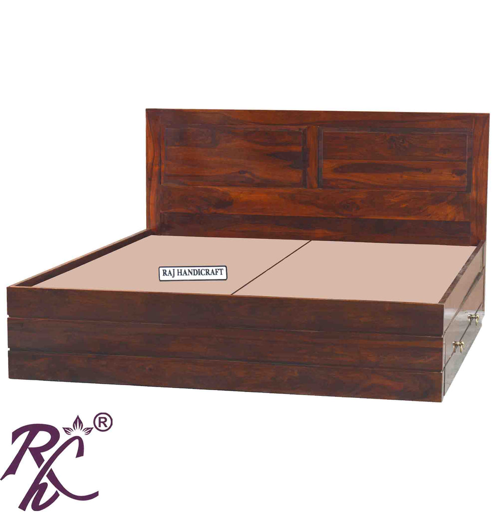 Solid Wood King Size Storage Bed With Baby Bed