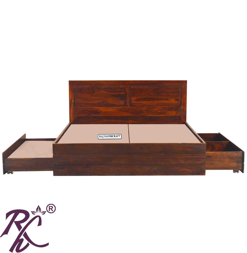 Solid Wood King Size Storage Bed With Baby Bed