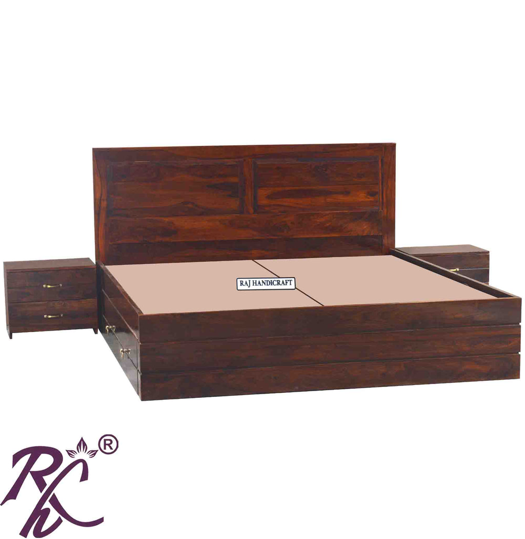 Solid Wood King Size Storage Bed With Baby Bed