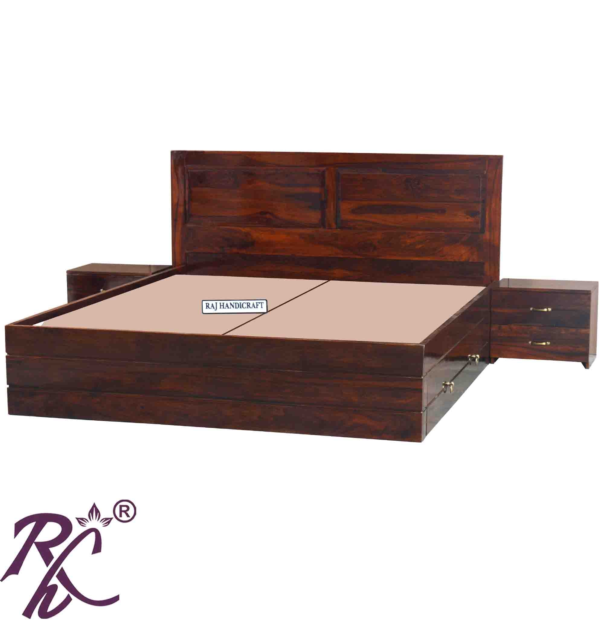 Solid Wood King Size Storage Bed With Baby Bed