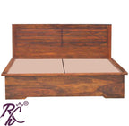 Solid Wood Grooved Design King Size Bed With Storage both side 1 Drawer 1 Door