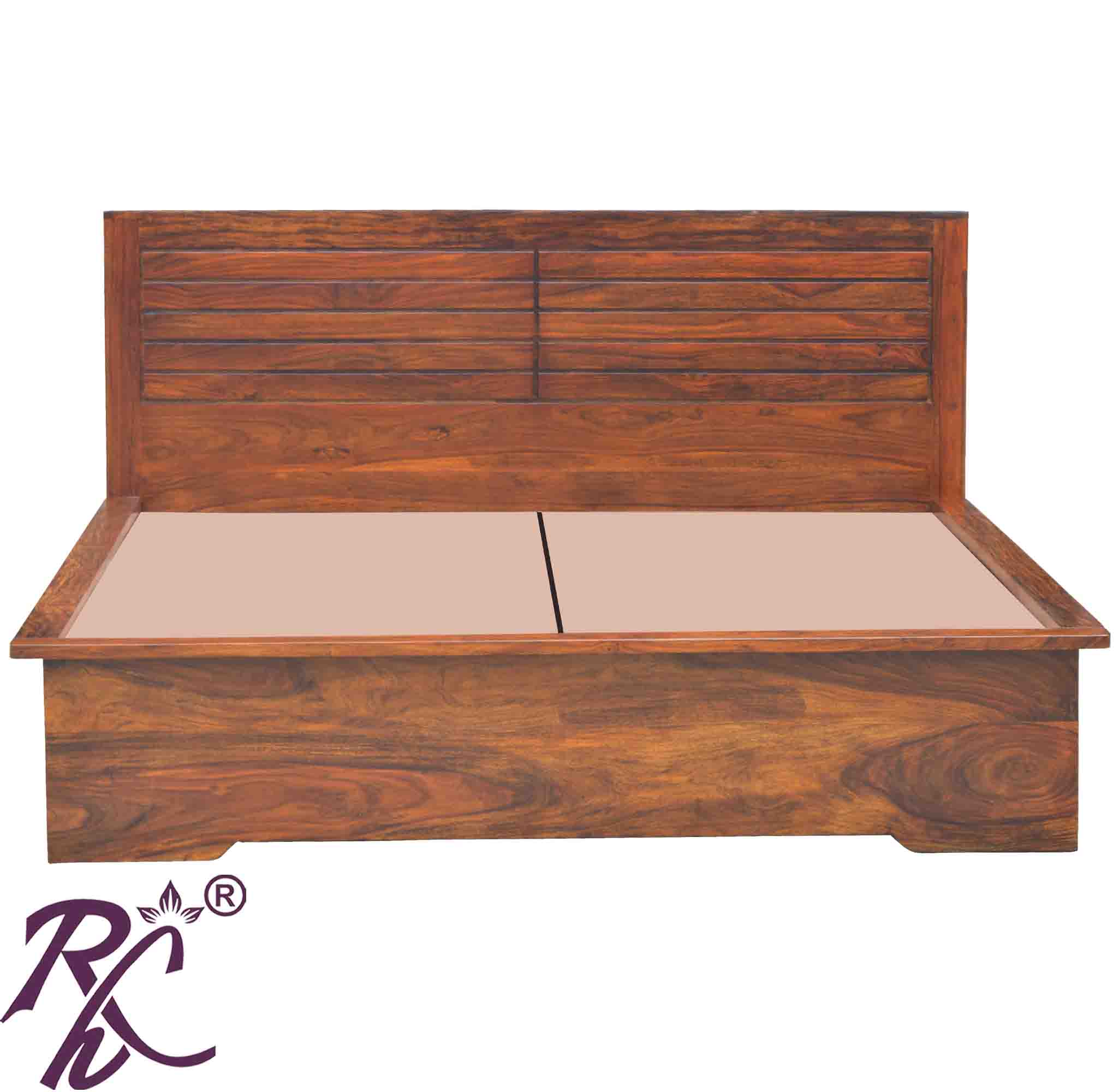 Solid Wood Grooved Design King Size Bed With Storage both side 1 Drawer 1 Door
