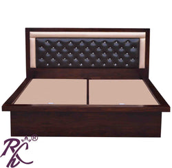 Solid Wood King Size Bed Head Part Cushion Design With Storage