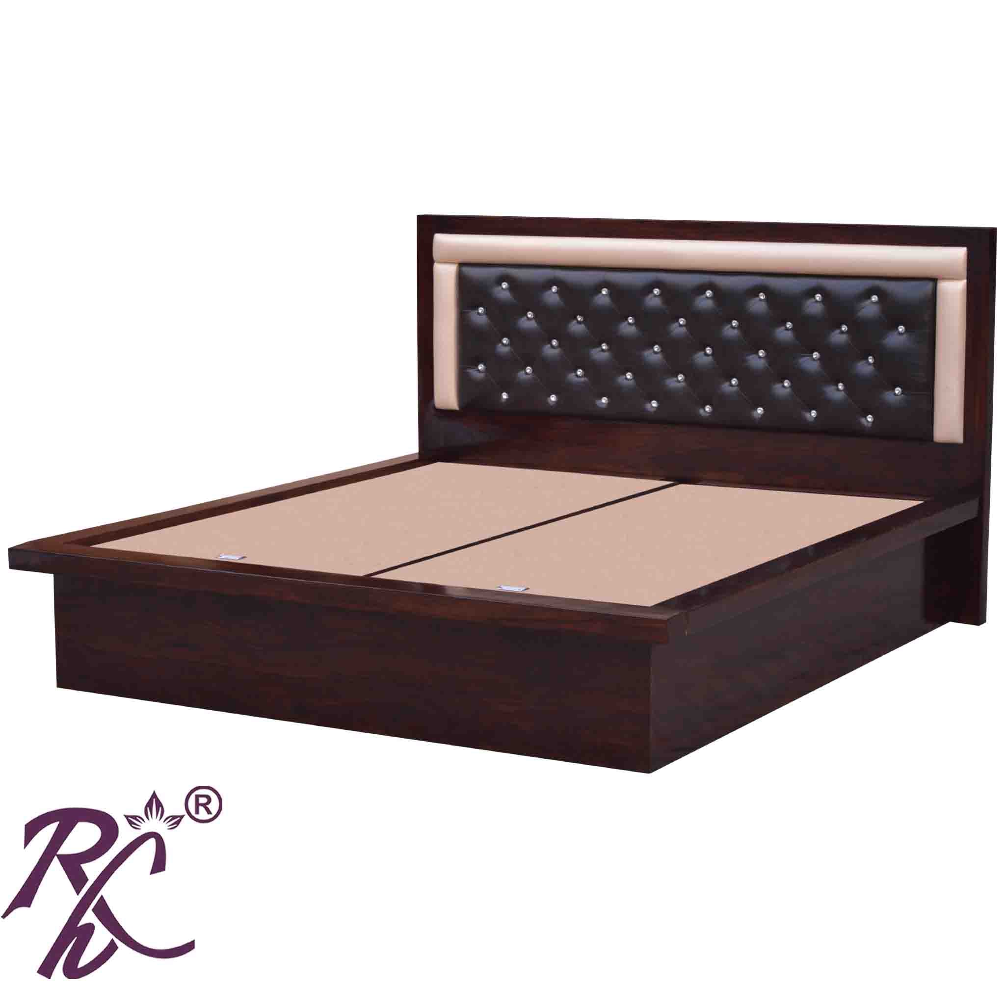Solid Wood King Size Bed Head Part Cushion Design With Storage