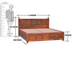 Solid Wooden Brass Jiksa Jali Design King Size With Storage Bed