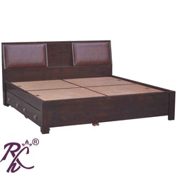 Solid Wood King Size Bed With Side Full Trolley Storage