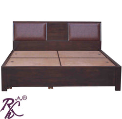 Solid Wood King Size Bed With Side Full Trolley Storage
