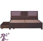 Solid Wood King Size Bed With Side Full Trolley Storage