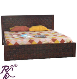 Solid Wood Wooden Box Design King Size Bed With Storage