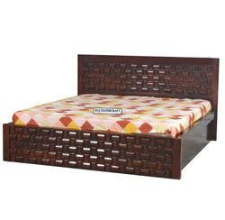 Solid Wood Wooden Box Design King Size Bed With Storage