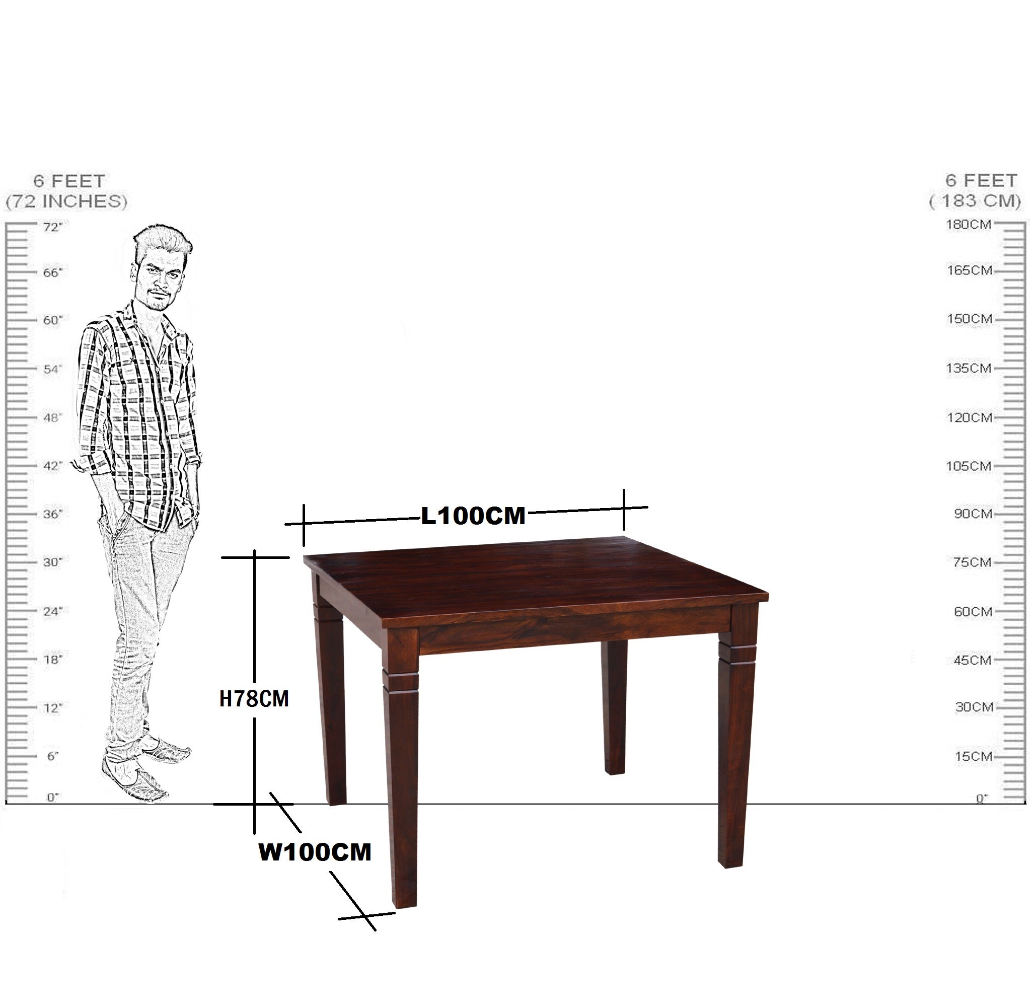 Solid Wood Throat Design 4 Seater Dining