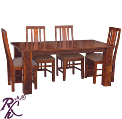 Wooden Cube Design Dining Set 4 Seater