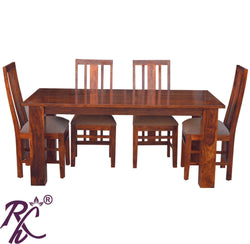 Wooden Cube Design Dining Set 4 Seater