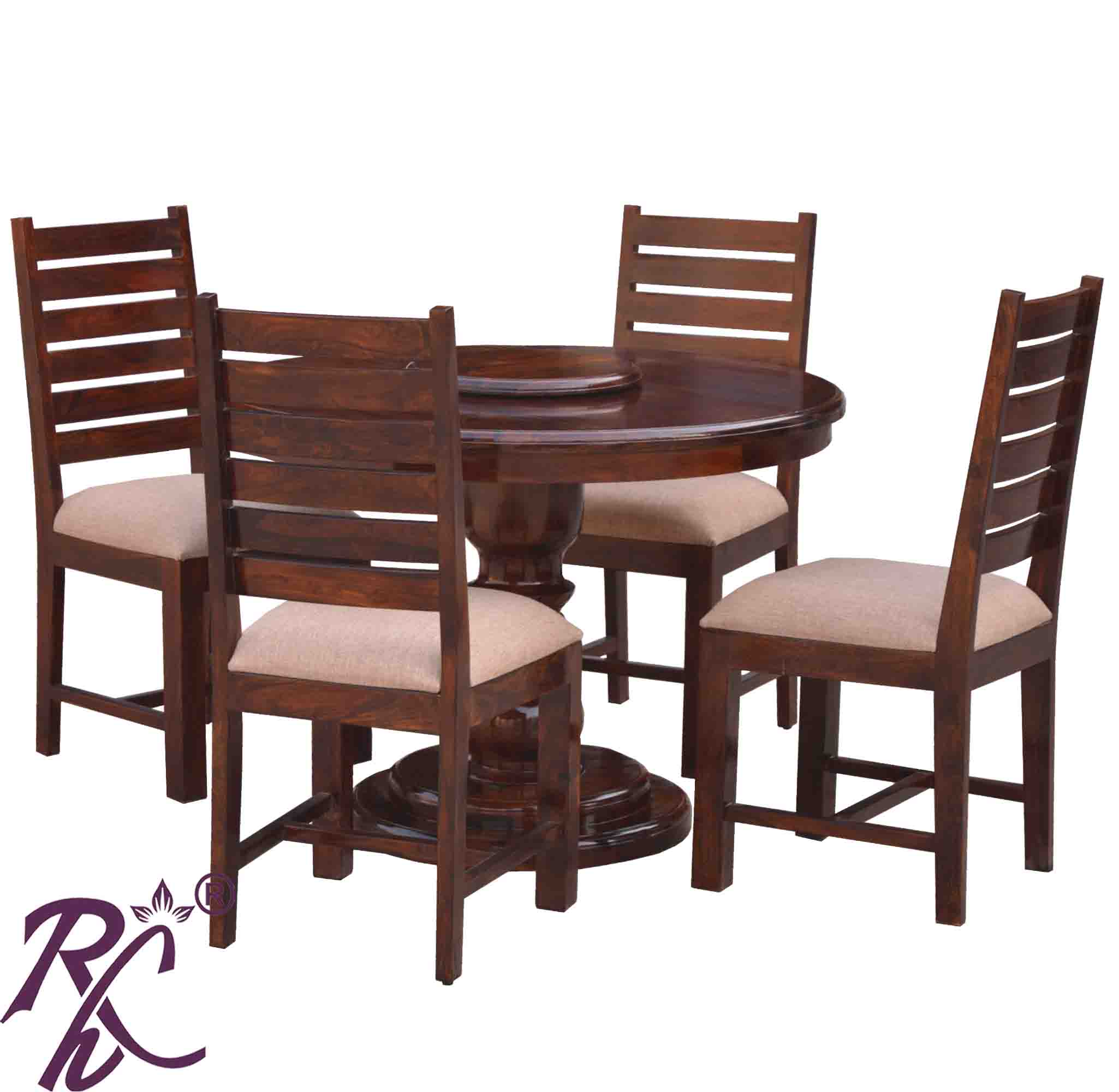 Solid Wood Round Shape Dining Set 4 Seater - RAJ HANDICRAFT