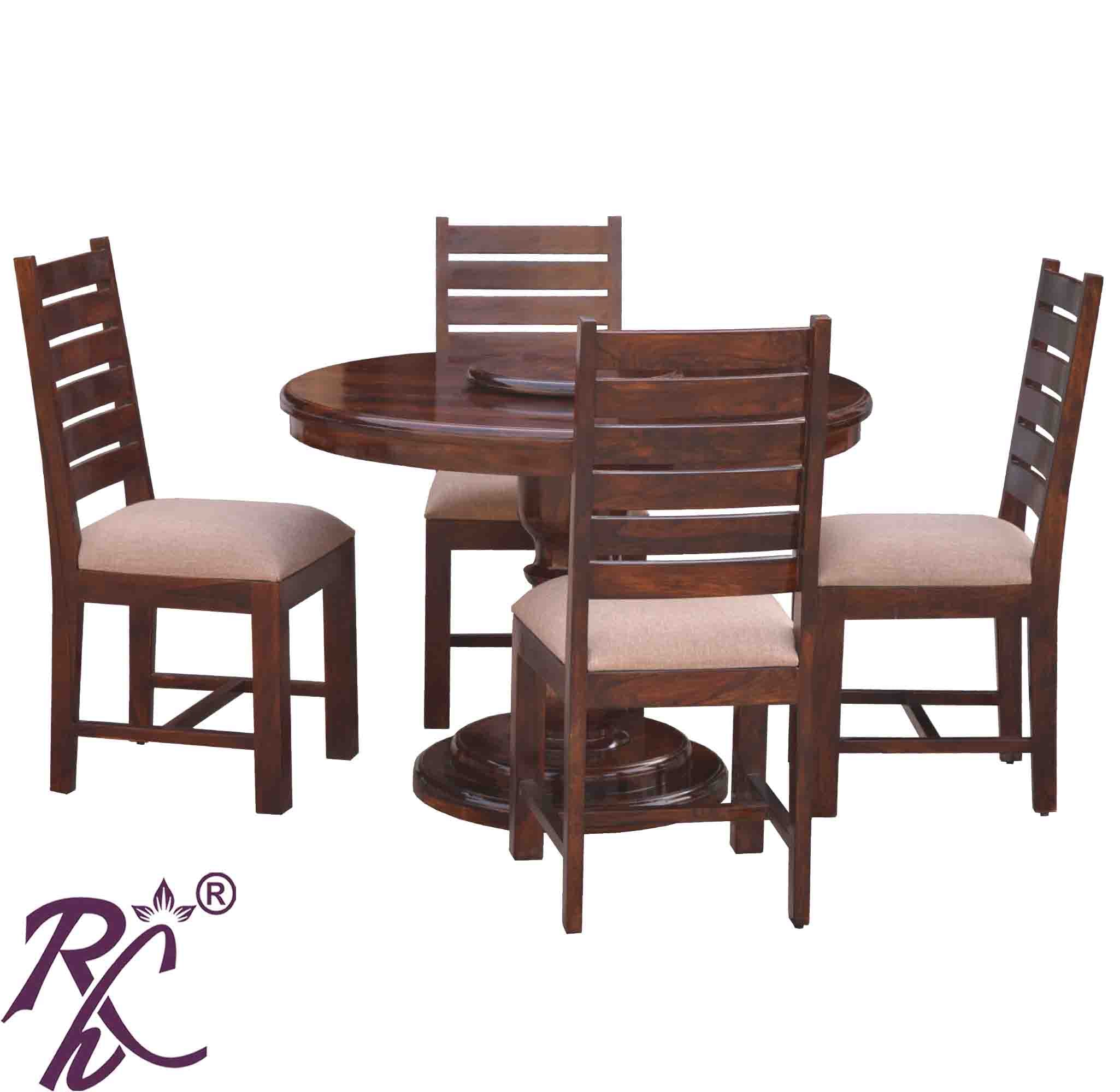Solid Wood Round Shape Dining Set 4 Seater