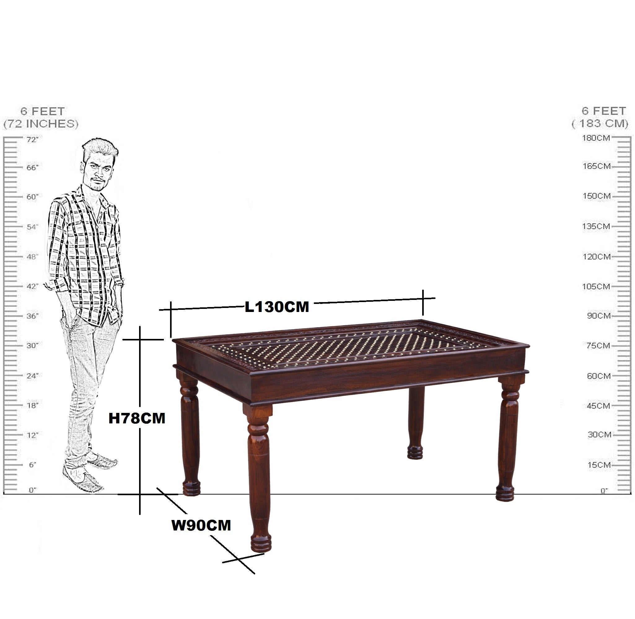 Solid Wooden Jiksa Jali Design Dining Set ( 4 Seater )