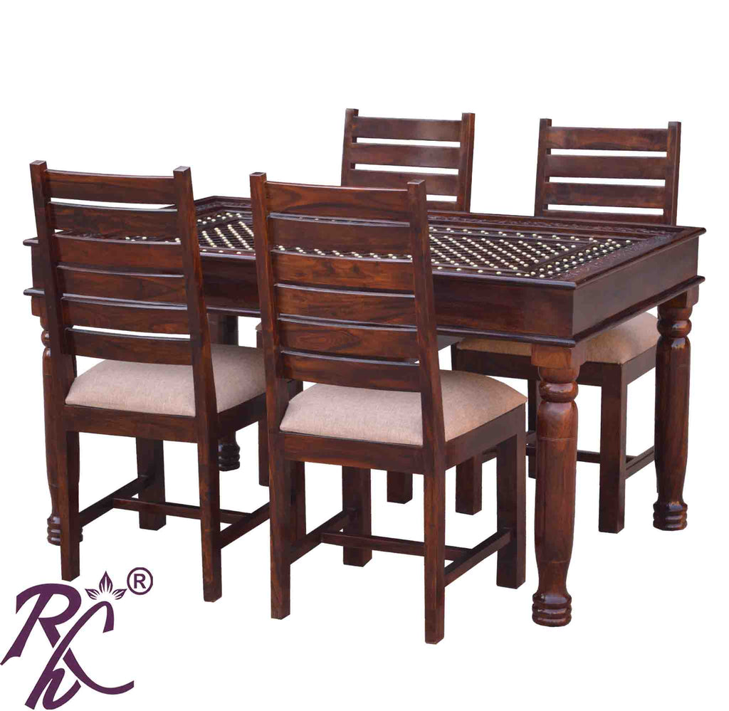 Solid Wooden Jiksa Jali Design Dining Set ( 4 Seater )